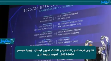 نتائج قرعة الدور التمهيدي الثالث لدوري أبطال أوروبا موسم 2025-2026.. تعرف عليها الآن